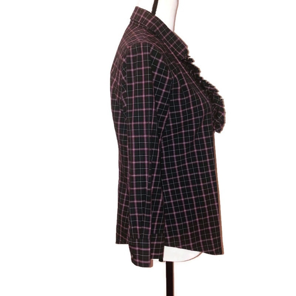 Theory Ruffle Button Up Shirt | Size Large - Picture 6 of 10